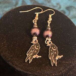 Elegant Black Raven Earrings